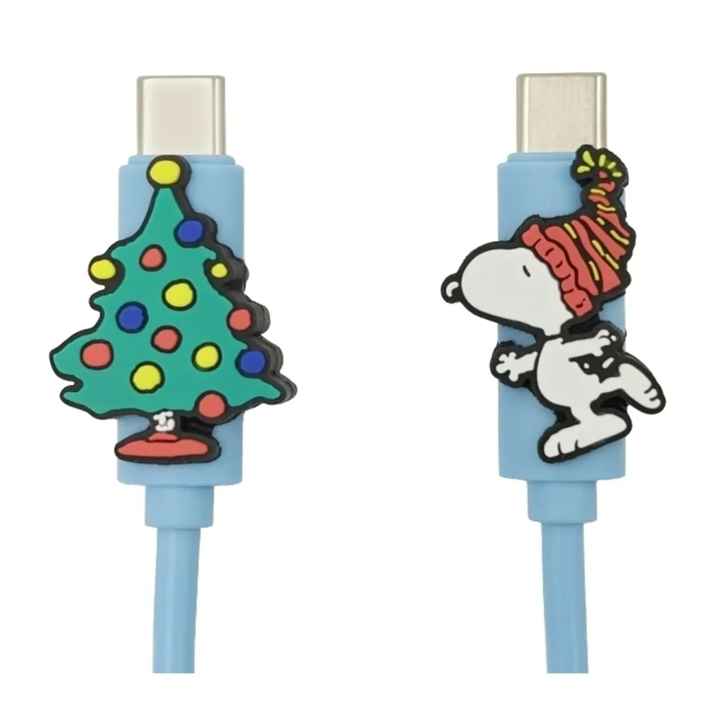Peanuts Dual End USB-C Cable w Snoopy Holiday Design Christmas Cell Charger NWT